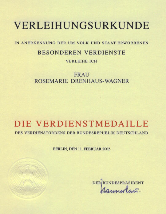 Urkunde Bundesverdienstkreuz